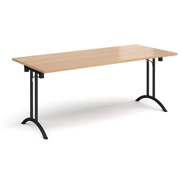 Rectangular Folding Meeting Table with Black Curved Legs - 1800mm - Beech