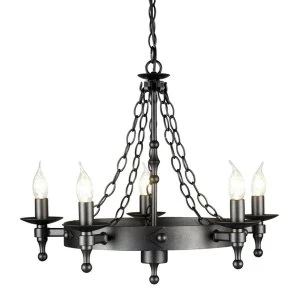 5 Light Chandelier Graphite Black Finish, E14