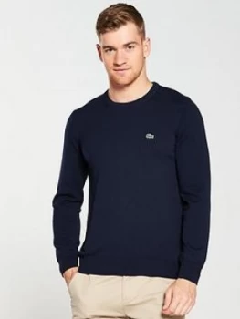 Lacoste Sportswear Crew Knit Jumper - Navy, Size 7, Men