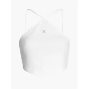 Calvin Klein Jeans Waffle Halter Neck Top - White