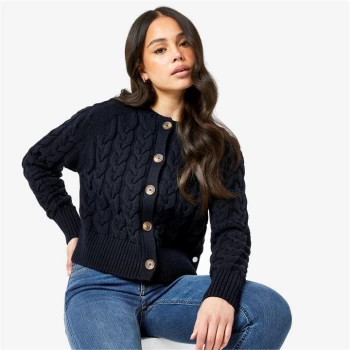 Jack Wills Westby Chunky Cable Knitted Cardigan - Navy