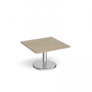 Pisa square coffee table with round chrome base 800mm - barcelona