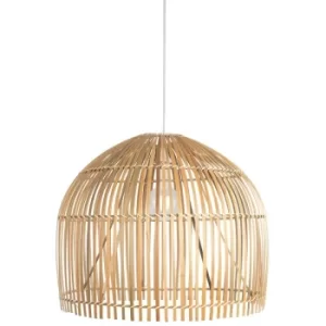 Searchlight Bali 1 Light Pendant, Bamboo Shade, Black Suspension