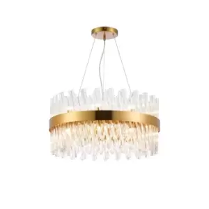 Lysander 18 Light G9, Ceiling Pendant Round, Brass, Clear Item Weight: 16.81kg