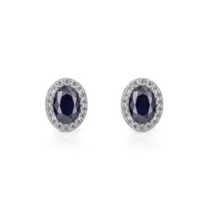 Diamonfire Silver White & Sapphire Zirconia Oval Cut Stud Earrings