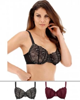 Dorina Curves 2Pack Adrianne Blk/Red Bra