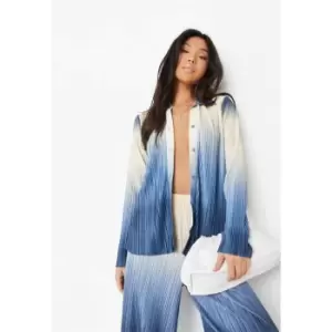 Missguided Ombre Plisse Coord Oversized Shirt - Blue