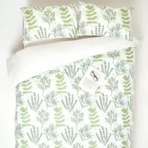 Botanical Digitally Printed Cotton Duvet Cover Set, King - Green - Homescapes