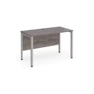 Maestro 25 straight desk 1200mm x 600mm - silver bench leg frame and grey oak top