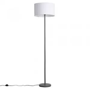 Heather Light Grey Wood Floor Lamp with XL White Reni Shade