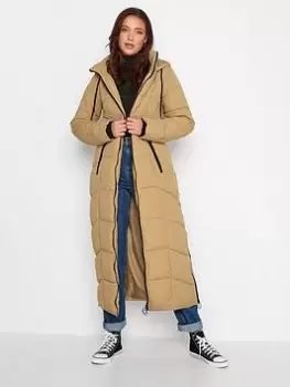 Long Tall Sally Longline Padded Coat - Stone, Natural, Size 12, Women