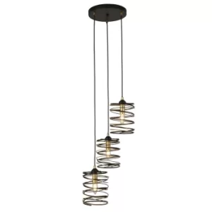 Spring 3 Light Mu Lighti Drop Pendant, Black And Gold