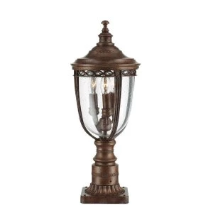 3 Light Medium Outdoor Pedestal Light British Bronze IP44, E14