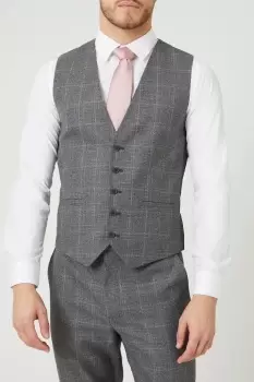 Mens Slim Fit Charcoal Herringbone Waistcoat