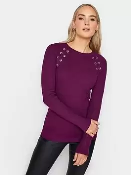 Long Tall Sally Plum Eyelet Jumper, Purple, Size 8-10, Women