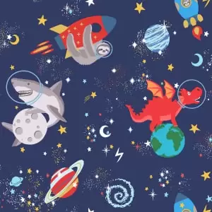 Holden Decor Space Animals Navy Wallpaper - 10.05m x 53cm