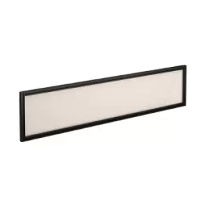 Straight glazed desktop screen 1600mm x 380mm - polar white with Black aluminium frame