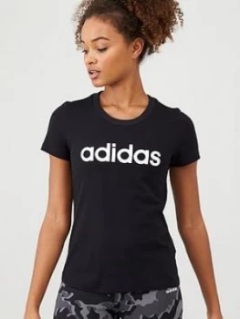 adidas Essentials Linear Slim Tee - Black Size M Women