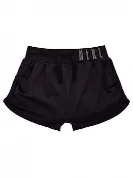 Nike Older Girls Seamless Reversible Training Shorts - Black