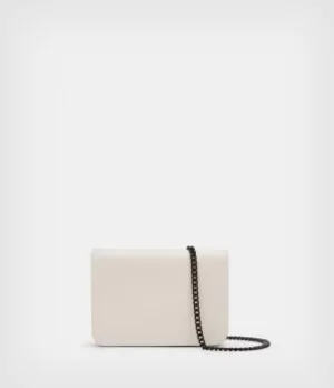 AllSaints Womens Honore Leather Cardholder, Salt Lake White