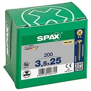 Spax Pz Countersunk Yellox Screws - 3.5x25mm Pack Of 200