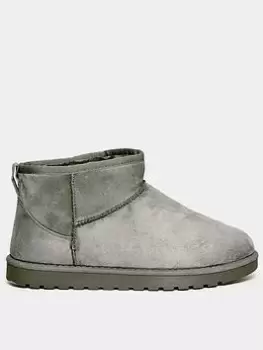 Yours Extra Wide Fit Mini Faux Fur Boot Micro - Grey, Size 7Eee, Women