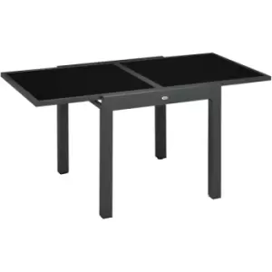 Outsunny Extendable Outdoor Dining Table Patio Table with Aluminium Frame Black - Black