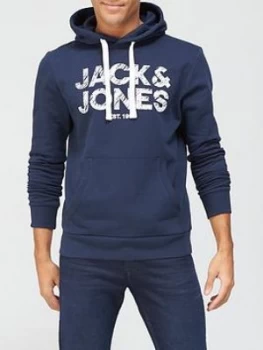 Jack & Jones Chest Logo Hoodie - Navy, Size 2XL, Men