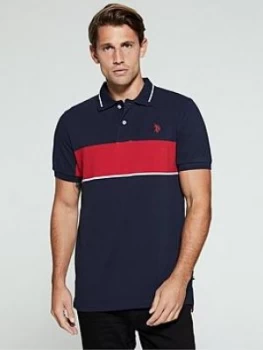 U.S. Polo Assn. U.s Polo Assn Banded Tipped Polo Shirt Reg Fit, Navy, Size L, Men