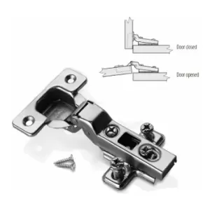 Kitchen Cabinet Cupboard Wardrobe 35mm Clip-On Door Hinge Half Overlay - With Euro Screw