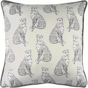 Evans Lichfield Safari Leopard Monochrome Cushion Cover (One Size) (White/Grey/Black) - White/Grey/Black