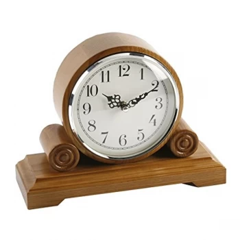 Barrel Rounded Mantel Clock - Oak Effect