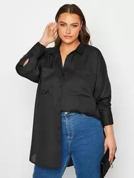 Yours Oversized Boyfriend Shirt - Black, Size 20, Women