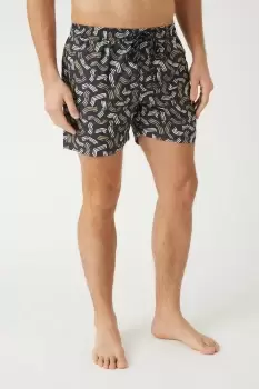 Mens Black Swirl Print Swim Short