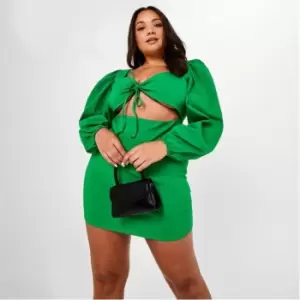 I Saw It First Puff Sleeve Cut Out Mini Dress - Green