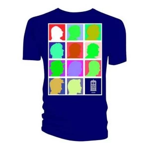 Doctor Who - Silhouette Grid Multi Blue Mens Medium T-Shirt - Blue