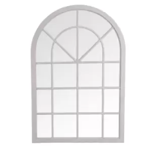 Wooden Frame Arched Accent Mirror In Distressed Grey 135 X 90Cm