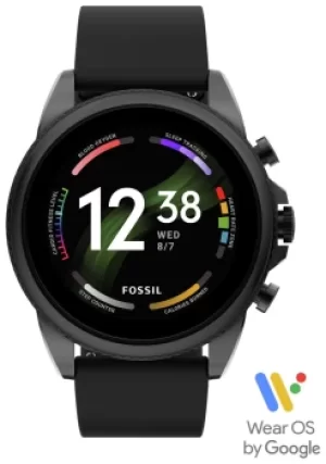 Fossil Mens Gen 6 Black Silicone Strap Smart Watch