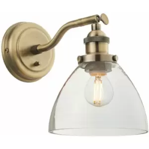 Loops - Dimmable LED Wall Light Antique Brass Glass Shade Adjustable Industrial Fitting