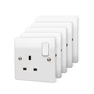 Mk White Single 13A Switched Socket, Pack Of 5