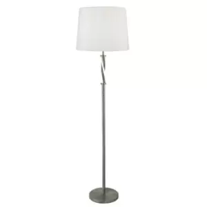 Searchlight Vegas - LED 1 Light Floor Lamp Satin Silver, White, Grey