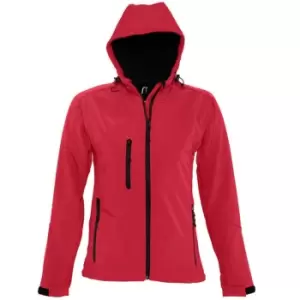 SOLS Womens/Ladies Replay Hooded Soft Shell Jacket (Breathable, Windproof And Water Resistant) (M) (Pepper Red)