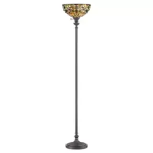 Floor Lamp Tiffany Style Uplighter Tall Base Vintage Bronze LED E27 100W