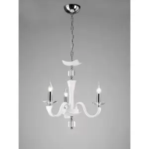 Nardini pendant light 3 Bulbs polished chrome / white Faux leather / crystal