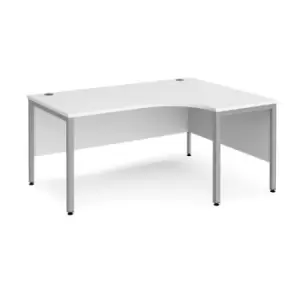 Office Desk Right Hand Corner Desk 1600mm White Top With Silver Frame 1200mm Depth Maestro 25 MB16ERSWH