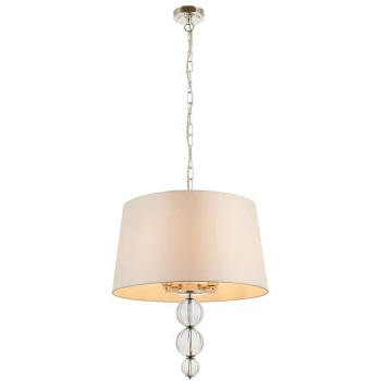 Interiors 1900 Lighting - Interiors Darlaston - 4 Light Ceiling Pendant Polished Nickel with Single Marble Silk Shade, E14