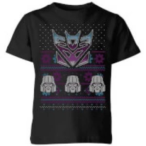 Decepticons Classic Ugly Knit Kids Christmas T-Shirt - Black - 11-12 Years