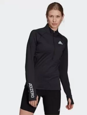 adidas Adizero 1/2 Zip Long-sleeve Top, Black, Size XS, Women