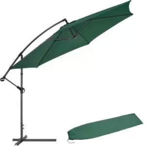 Tectake Cantilever Parasol 350cm With Protective Sleeve Green