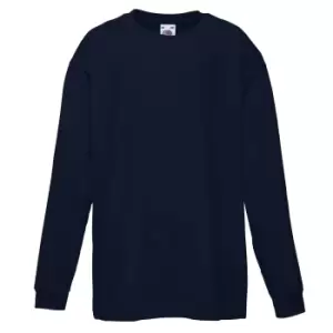 Fruit Of The Loom Childrens/Kids Long Sleeve T-Shirt (Pack of 2) (12-13) (Deep Navy)